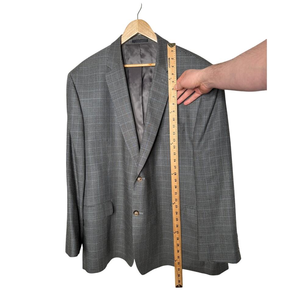 Ralph Lauren 50R Houndstooth Plaid 2 Button Blazer $350  Silk&Wool Jacket Gray - Picture 6 of 10